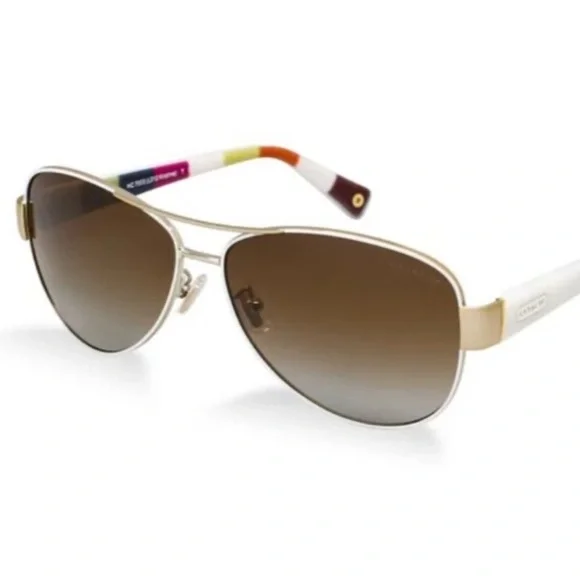 Coach Accessories Coach Sunglasses Kristina Aviator Gold White